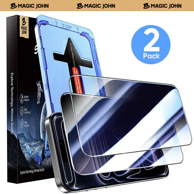 MAGIC JOHN Screen Protector 2 Pack for iPhone, Samsung, Google Smartphones & Cellphones - Clear, Privacy Protective, Fingerprint Resistant, Dustproof, Bubble-Free Installation Design, Smartphone, Tempered,back to school,back to school haul