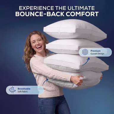 Utopia Brands Gusseted Bed Pillows (4 Pack) - 5-Star Hotel Quality, Plush Feel, Cooling Bed Accessories, Breathable Polyester Fill, Hand Wash Only, Organic Cotton Cover, Memory Foam Support, Bedroom Home Decor for Cozy Setup