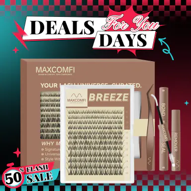 [Ad-Exclusive] MaxComfi BREEZE DIY Eyelash Extensions Set -  Spider Lashes, Waterproof, Super Soft, Thin Band, Long-Lasting Natural Volume, Beginner-Friendly Daily Makeup Cosmetic with Lash Clusters, Cluster Lashes,sunscreen,back to school