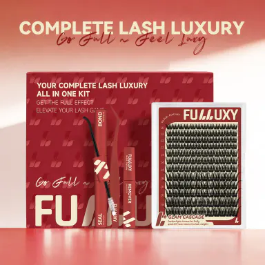 Fulluxy GLAM CASCADE Kit Everyday Luxe Volume, Long-Lasting & Easy DIY | Complete Set with Glue Remover & Tweezer for Beginners | One Layer = Bold, Luxe Volume
