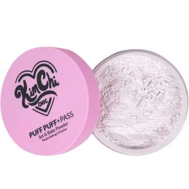 KimChi Chic Beauty Puff Puff Pass Set & Bake Powder - 20g Loose Setting Powder, Oil Absorbing, Rice Powder, Vitamin E