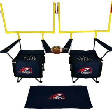 QB54 Creative gift Navy Set with 2 Chairs Field Goal Posts Inflatable Rubber Football Foam Kicking Tee Pump Carry Bag Sports Outdoor Ball Equipment Football Game