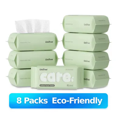 Unifree Disposable Face Towels, Ultra Soft Facial Towel for Skincare & Face Cleansing, Wet & Dry Use, Biodegradable, Gentle for Sensitive Skin, Multi Pack, TikTokShopBackToSchool