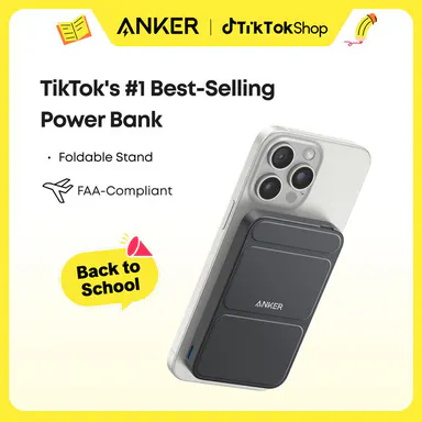 【Magnetic Power Bank】Anker 5,000mAh Magnetic Power Bank, Wireless Portable Charger with Foldable Stand & Side USB-C Port, Battery Pack for iPhone 17/16/15/14/13#DealsForYouDays sohochic