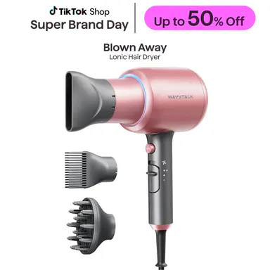 Wavytalk Multifunctional Ionic Blow Dryer Kit | 1875W Powerful Dryer, Ceramic Coating Heat Damage Protection, Diffuser, Styling Comb, Lightweight Quiet Hair Tool for All Hairstyles, Multifunctional Hair Dryer, Hair Dryer Kit