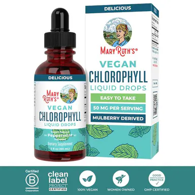 MaryRuth's Vegan Chlorophyll Liquid Drops - Non-Diluted Liquid Chlorophyll - Mulberry Derived Supplement - Non-GMO - Delicious Minty Flavor - 2 Fl Oz