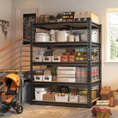 Raybee Furniture 72\" H Garage Shelving,Heavy Duty 2000 LBS Storage Shelves,Adjustable 5 Tier Metal Shelf Utility Rack for Garage Basement Pantry Kitchen Organiser #TikTokShopStockUp #SummerVibes