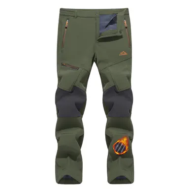 MAGCOMSEN Men's Winter Fleece-Lined Snow Pants, Water-Resistant, 4-Zip Pockets, Athletic, Ripstop Knees Handle Rough Trails, Knee Reinforcement for Skiing, Snowboarding, Working Outdoor Use