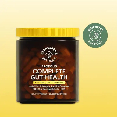 Propolis Complete Gut Health - Pre Pro & Postbiotic Dietary Supplement with Propolis Tributyrin & Probiotics for Digestive Immune Support 60 Capsules