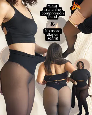 Women's Original Magic Fleece Lined Tights - Plus Size Women's Clothing, Body Slimming Compression Band, 1-Seam Option, Closed Foot, XXS-3XL, 4 Shades, Light-Brown Fur Fleece, Cold Wash, Viralproducts