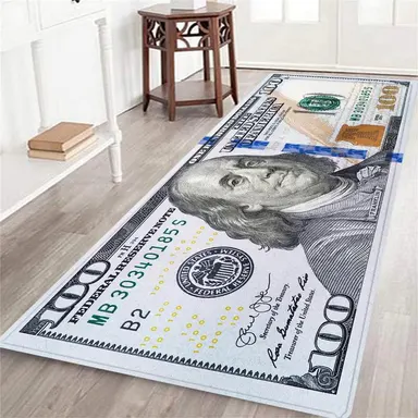 AISOON Washable $100 Bill Print Non-Slip Rubberback Floor Runner Rug - Modern Multicolor Design for Hallway, Bedroom, Entryway - Bedroom,Living Room,House,Entryway,Aesthetic Room Decor, Bedroom Decor