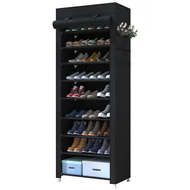 UDEAR 10 Tier Shoe Rack 9 Grids with Dustproof Cover,Adjustable Standing Shelf, High Storage  Rack
