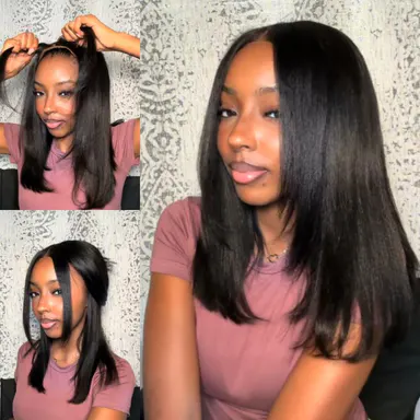 【Upgraded】Nadula Yaki Straight Put On & Go Human Hair Glueless Summer Wig With Drawstring Bob Style 13x4 7x5 Pre-Cut Lace & Natural Scalp TikTokShopBackToSchool  SoHoChic