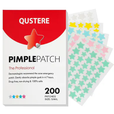 QUSTERE Pimple Patches for Face, Hydrocolloid Acne Patches, Cute Star Zit Covers, Colorful Spot Stickers with Tea Tree, Salicylic Acid & Cica Oil| 3 Sizes (10mm, 12mm & 14mm) |200 Count Skincare Skin Repair tiktokshopbacktoschool