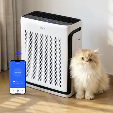 Levoit Vital 100S High Performance Pet Air Purifier for Home Large Room (Up to 1110 Ft²) with Filter, Light Sensors, Smart WiFi, Sleep Mode, US Plug – for Pet Odors, Dust, Allergies (Filter Replacements Available), SohoChic