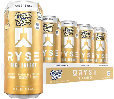 RYSE Fuel Energy Drink - Pack of 12 - 200mg Natural Caffeine, Taurine and Choline for Focus and Energy - Sugar-Free and Vegan - 16 fl oz