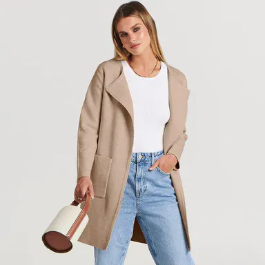 ANRABESS Women's Open Front Knit Lightweight Cardigan Casual Long Coatigan Sweater Lady Jacket Coat 2026 Fall Outerwear cardigan sweater Cute Day