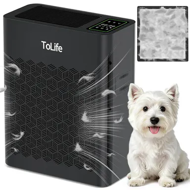 ToLife TZ-K2 Air Purifier for Large Rooms (up to 1095 Ft²). PM 2.5 Display, Auto Mode, Timer, HEPA Filter—removes smoke, pollen, and pet dander!