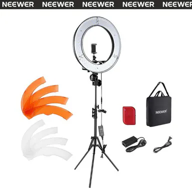 NEEWER 18\" Ring Light with Tripod Stand, 55W Large LED Ringlight, Cold Shoe Phone Holder Compatible with iPhone/Andriod/Camera for Video Recording Photography, Live Streaming Selfie Makeup Studio Photo,RL-18 tiktokshopbacktoschool, Smartphone, Cellphone,,