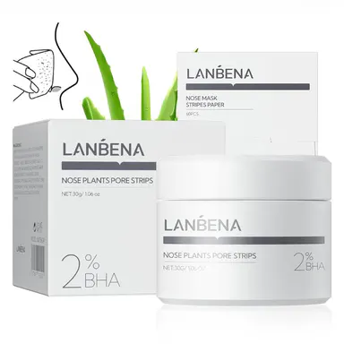 【Buy 2 Get 2 Free】LANBENA Blackhead Pore Remover Facial Mask with Aloe Chrysanthemum Extract Gentle on All Skin Types Peel Off Nose Strips 30g Smooth Acne Prone Skin