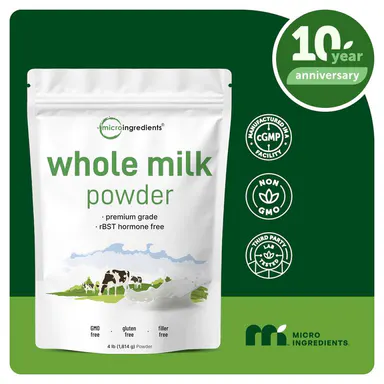 Micro Ingredients Whole Milk Powder, 4lbs, Made in USA