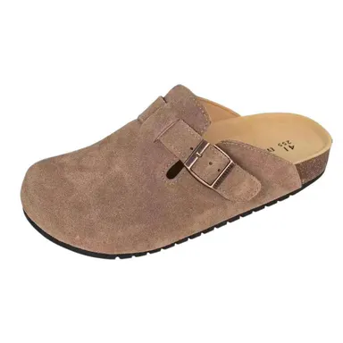 【Wide Feet Pls Size up】EVELLYHOOTD Women Men Genuine Suede Round Toe Cork Footbed Clogs Potato Shoes Slide Outdoor Gym Shoes with Arch Support Flat Buckle Clogs Retro Fashion Walking Shoes Slippers ,shoes for back to school,back to school shoes