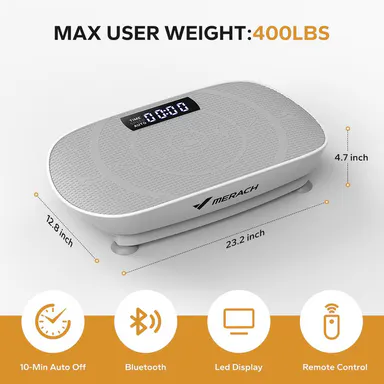 Merach Vibration Plate Exercise Machine with Lymphatic Drainage Feature Compact Design for Full Body Workout Max User Weight 400LBS Home Gym Equipment BackToSchool