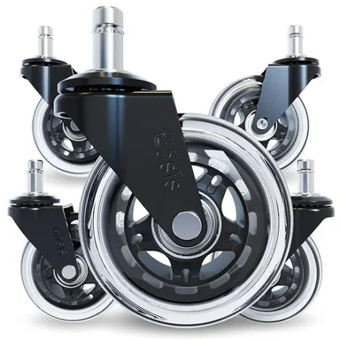 The Office Oasis - Original Rollerblade Office Chair Wheels (As Seen On PBS), Easy Installation with Universal Fit - Set of 5