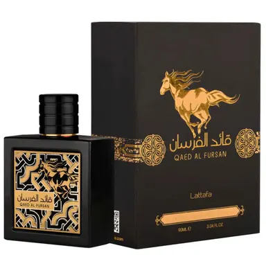 Lattafa Qaed Al Fursan Unisex Eau De Parfum (3.04 fl oz) - Aromatic Fragrances, Unisex Fruity Woody Scent, Exotic Blend, Saffron Pineapple, Floral Amber Scents, Cedar Oud Depth, Non-Toxic, Alcohol-Infused, Ideal Adult Gift, Single Item