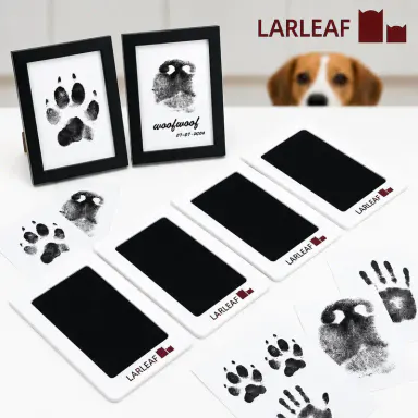 4-Pcs Paw Print Kit + 2 Photo Frame, Larleaf Dog Nose Print Kit, Mess-Free Paw Print Stamp Pad for Dogs & Cats, Clean Touch Ink Pad, Ink Pad for Hand and Footprints, Print Photo Frame Kit, Dog Stuff #Summervibes # sohochic,back to school
