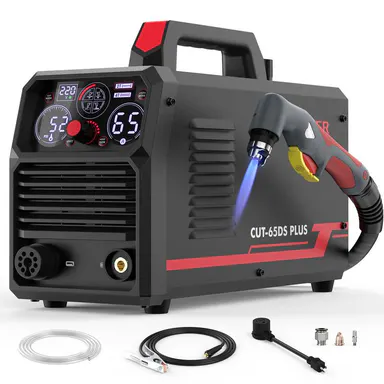 YESWELDER CUT-65DS-PLUS 110/220V Non-HF Plasma Cutter 65Amp | Non-Touch Pilot Arc & Central Connector Torch | 4-in-1 Multi-Functional Metal Cutting Machine with Plate/Grid Cutting, Gouging & Marking