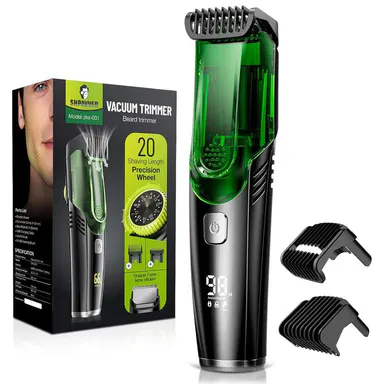 [Tiktokshopbacktoschool]SHPAVVER Vacuum Beard Shaver for Men,SHPAVVER Built-in Vacuum Trimmer for Mustache, Sideburns, Facial Hair, Rechargeable, IPX6 Waterproof, 2 Comb, Comfort face 2in1 Electric Razor rechargeable men 2025 ornament, Father's Day Gifts,