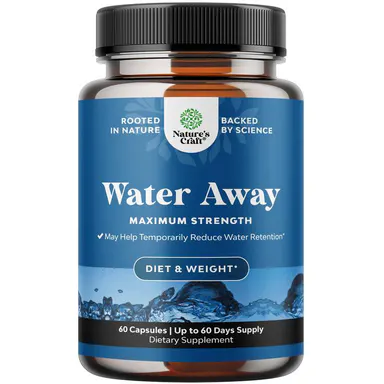 Nature's Craft Water Away Maximum Strength Herbal Diuretic Pills with Dandelion Leaf Extract & Green Tea for Bloating Relief & Fluid Balance Support 60 Capsules Herbal Wellness Blend Natural Wellness Boost