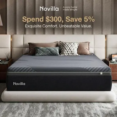 Novilla AiryFlow Memory Foam Mattress- Cool Night & Spinal Alignment, Pressure Relief & Motion Isolation, Green Tea-Infused, CertiPUR-US Certified, Medium Firm,Back To School