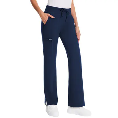 Yoga Scrub Pants for Women - 4-Way Stretch Work Pants with 5 Pockets (1 Cargo), Mid Rise Flared Fit for Nurses & Healthcare Professionals Casual Trousers Bottom Basic