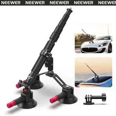 NEEWER CA065 Triple Rubber Suction Cup Cell Phone & Camera Car Mount - Vehicle Accessories for GoPro Hero, DJI Osmo Action, Windshield Mount for POV Driving Filming, Father's Day Gift, Cell Phone Car Mount, Cars