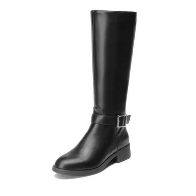 Dream Pairs Women's Knee-High Riding Boots - Western-Inspired Equestrian Lines, Side-Zip,  Cowgirl Style, Block Heel, Elastic Band, Alternative Design, Business-Ready, Chunky Low Heel, Breathable Liner, Shoe, Walking Shoes, Cowgirl Boot