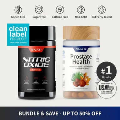 Snap Supplements - Nitric Oxide Booster 90ct + Prostate Health Bundle - Natural Supplement Capsules - Support Blood Circulation & Prostate Health