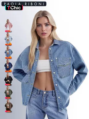 Long Sleeve Basic Denim Jacket for Women,Drop Shoulder Curved Hem Denim, Classic Button Down Denim Jacket with Chest Pockets, Fashion Women's Clothing for Daily Wear, Vintage Western Trucker Jacket, Outerwear #GLOBAL PICKS