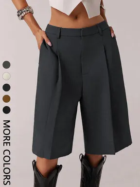 Women's Minimalist Casual Solid Color Fitted Pants, Comfortable and Aesthetic Stylish Trousers, Fashion Casual Comfy, Perfect for Daily Wear, Ladies Fashion Essential, Everyday, Casual Style Bottoms