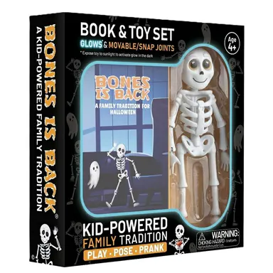 Bones Is Back, Interactive Halloween Book & Glow in the Dark Skeleton Toy Set (Ages 4 to 12)