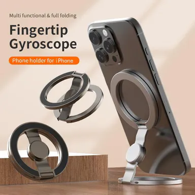 Magnetic Smartphone & Cellphone Stand-Fidget Spinner Combo, Dual Magnetic Ring Holder, Adjustable Foldable 360° Rotation, MagSafe Compatible, Stress Relief Accessory, Desk Accessories for Home/Office, Cool Gadgets, Phone Accessories