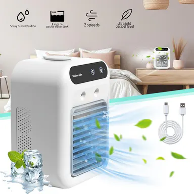 【ToolUpgrade】Multifunction Portable Car Air Cooler Fan‑3‑in‑1 USB Rechargeable Desk Mist Cooler with 2 Mist Speeds, 1800mAh Battery, 500ml Tank, for Car, Truck, RV, Bedroom & Camping (Not an AC Unit),toolupgrade