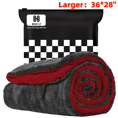 Largest 36''x28'' Double Twisted Loop Car Drying Towel, 1400GSM Ultra-Absorbent Microfiber Drying Towel for Automotive Detailing Vehicle Wash Kit, Car Detailing Products, Auto Detailing Supplies