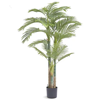 【SummerFinds】VEVOR 6.5 FT Floor Artificial Gold Cane Palm Tree, PE Material, Adjustable Anti-Tip Protection Faux Plant, Low-Maintenance Decor, Washable Artificial Faux Greenery for Entry Way, Bedroom Home Office Decor