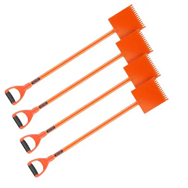 VEVOR 4-Piece D-Grip Handle Shingle Shovel - Durable Metal Shovel, 30.47-Inch Lever, 45# Steel Tools, Lightweight PP Soft Grip Stays Secure, Roof Nails & Tearing Tool for Residential Use, Orange#BackToSchool