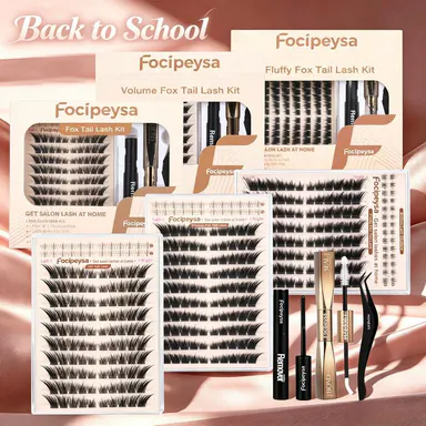 Focipeysa FoxTail Lash | LC Curl Fox Eye Lash Clusters | Ultra-Dense, Waterproof, All-Day Hold | Easy D-Curl DIY for Beginners | Get Flawless Salon Extensions at Home | Suitable for Various Makeup Styles,back to school