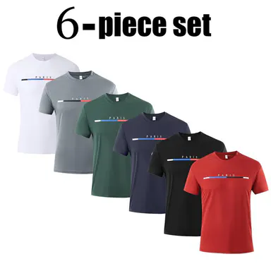OKP Men's 6-Pack Graphic Tees Short Sleeves Moisture Wicking Quick-Dry Athletic Cut Soft Tops for Summer Training & Running Value Set summerwins Fitness Apparel Fitness T Shirt tiktokshopbacktoschool