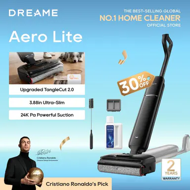 DREAME Aero Lite/ Aero Pro Lite/ Aero Pro Steam LiteVacuum Mop, ALL-in-ONE cordless cleaner for wet messes & dry messes, 0 hair residue, 5mins quiet flash self-clean, 185℉ self-dry, 58min runtime, for family, for all flooor types