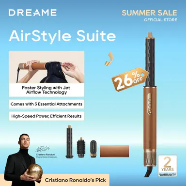 Dreame AirStyle Suite Heated Curler & Lightweight High-Speed Hair Dryer, 110000 RPM Motor, 3 Snap-On Attachments, Frizz Control, Cool Shot, Luxury Leather Travel Bag (Dorm Essential for Bouncy Curls & Silky Straight Hair) Curly Hair Kit